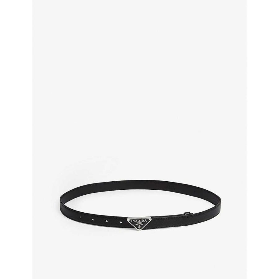 残り１点 サイズ 34 プラダ Prada レディース ベルト Triangle Logo Leather Belt Black Prayatnonline Org