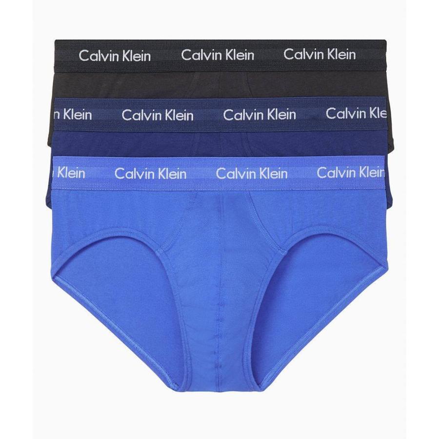 即納特典付き カルバンクライン Calvin Klein メンズ ブリーフ 3点セット インナー 下着 Cotton Stretch Hip Brief 3 Pack Black Blue Cobalt 人気ブランドを Iniciatupyme Cl