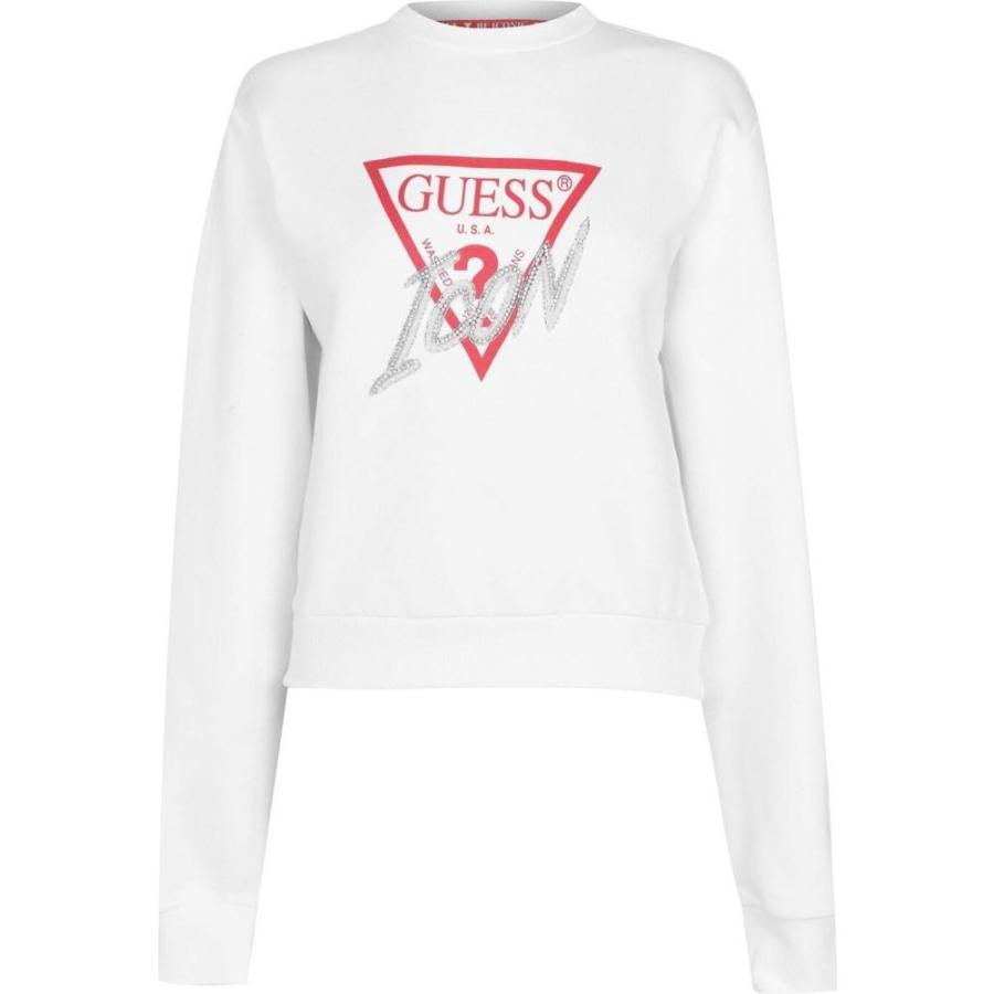 開店祝い トップス スウェット トレーナー レディース Guess ゲス トップス レディース スウェット トレーナー ゲス Guess Logo A White True Sweatshirt Crew トップス Postetelecom Gouv Cg