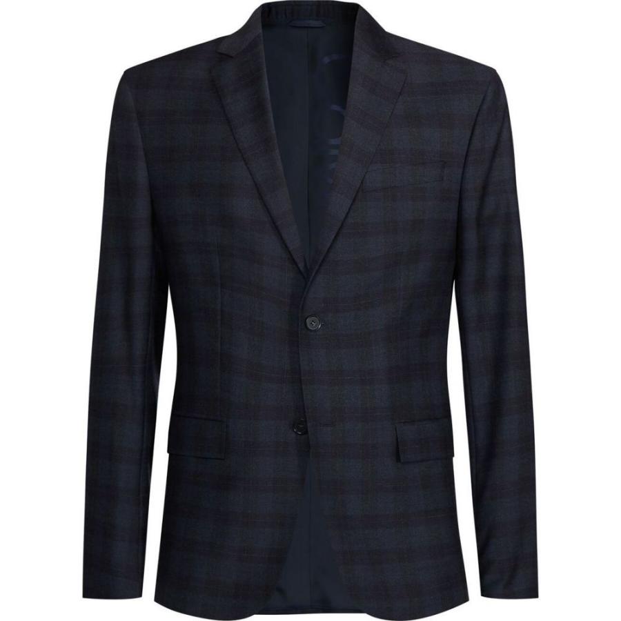 カルバンクライン Navy Calvin Klein メンズ スーツ ジャケット アウター ビジネスジャケット Flannel Check Blazer Wool Wool