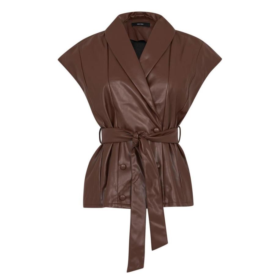22年レディースファッション福袋 Vero ヴェロモーダ Moda Brown Waistcoat Leather Faux トップス スーツ ベスト ジレ レディース 前開き サイズ 10 S Michiganestateplanning Com