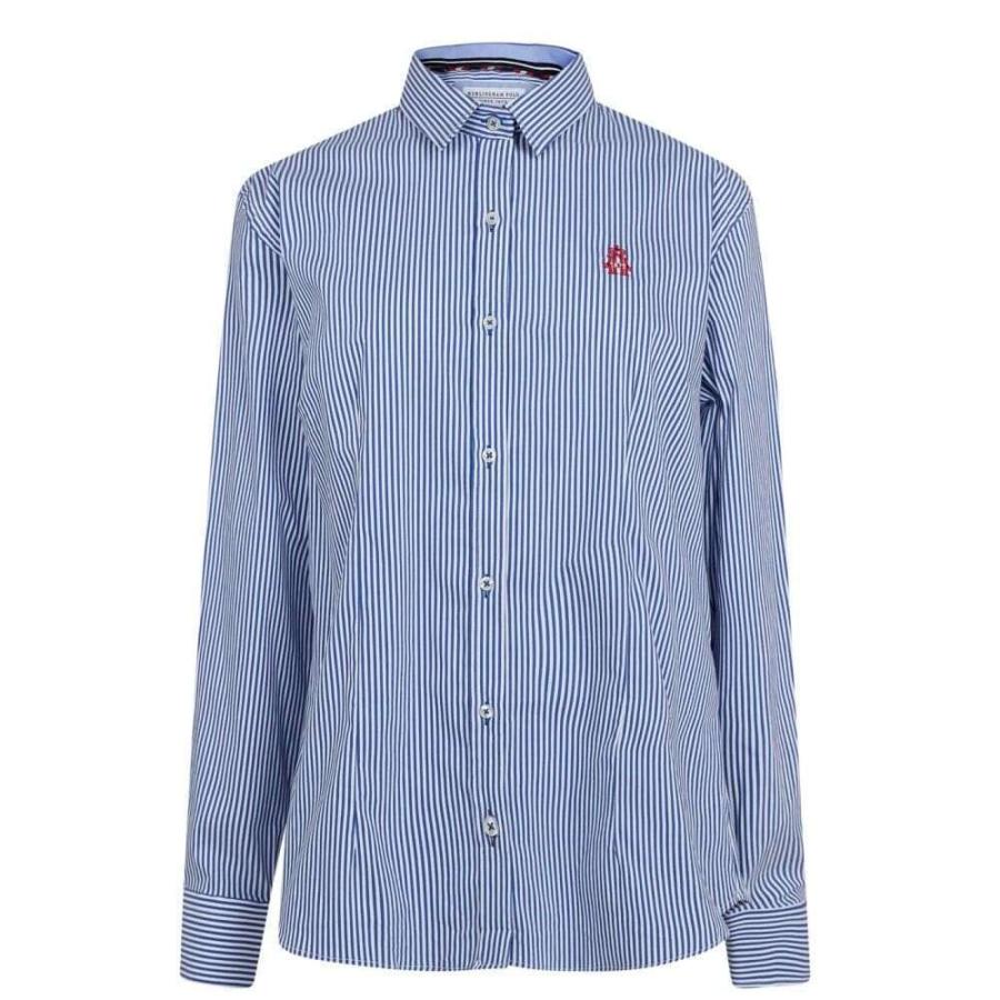 華麗 1875 ポロ ウルリンガン Hurlingham Blue/White Shirt Stripe トップス ブラウス・シャツ レディース 1875 Polo 長袖