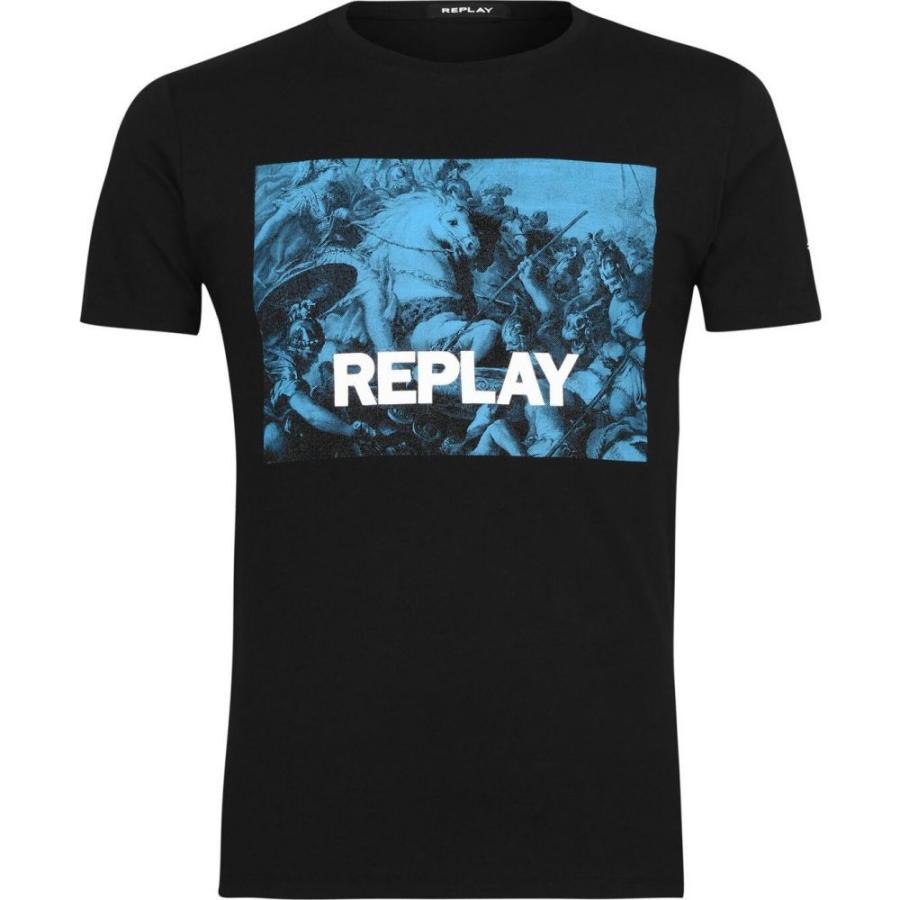【オープニングセール】 リプレイ Replay メンズ Tシャツ トップス Graphic T Shirt Black 半袖