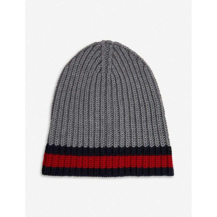 グッチ Gucci メンズ ニット ビーニー 帽子 Striped Knitted Wool Beanie Grey School Holyspirit Indy Org