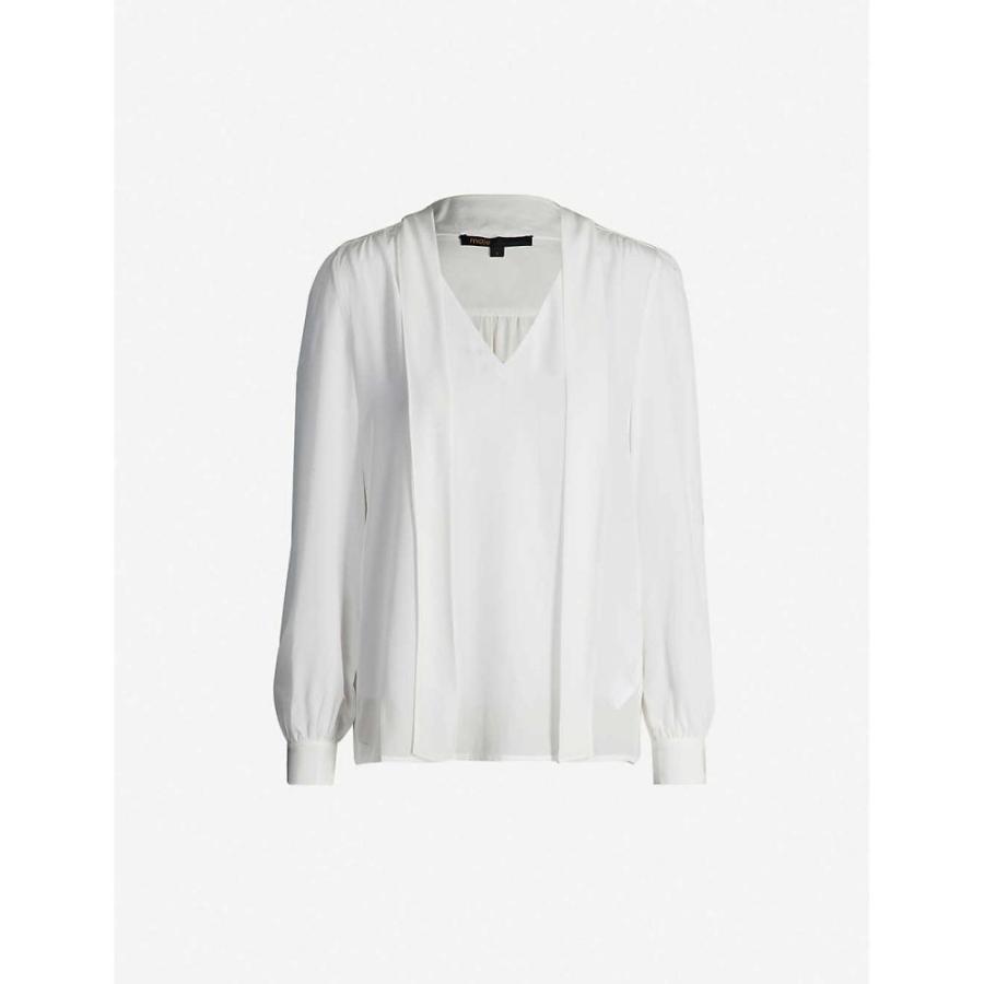 マージュ MAJE レディース ブラウス・シャツ トップス Loisa bow-embellished silk-crepe blouse White  - jo.shoppend.com