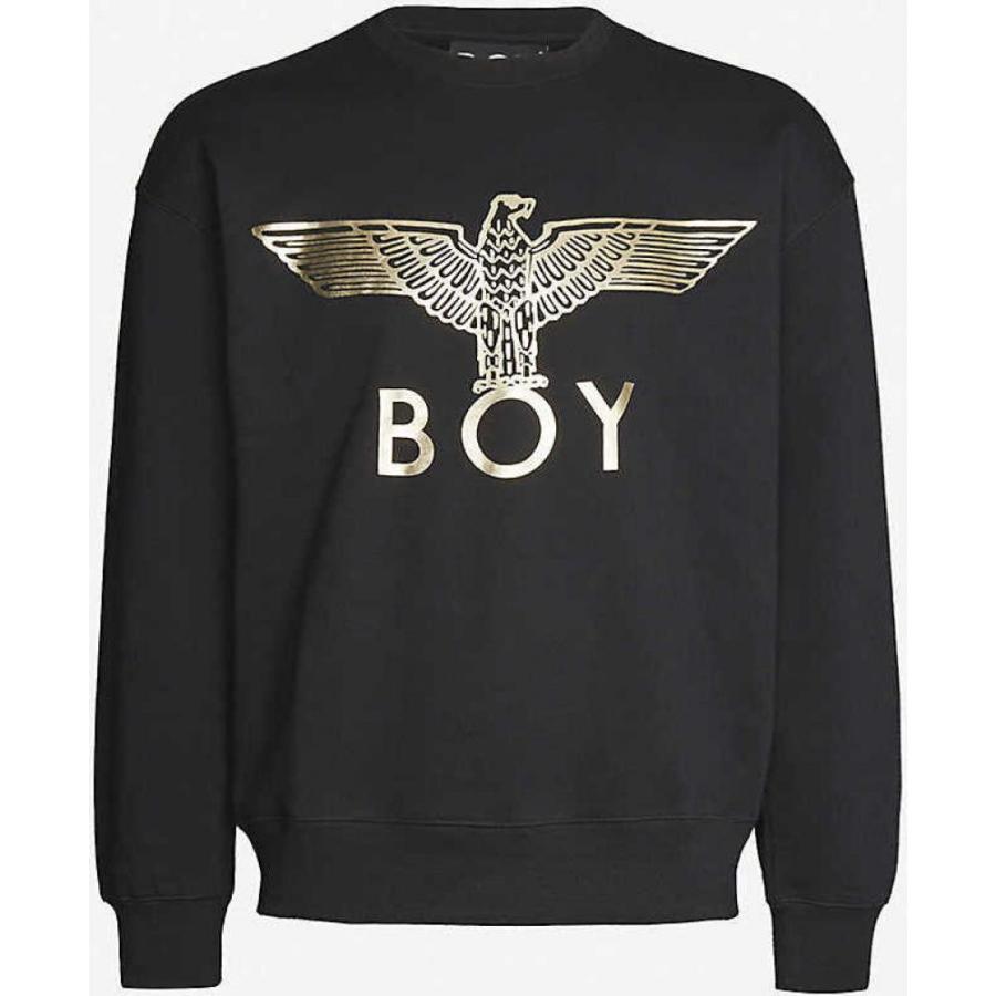 高質 ボーイロンドン BOY BLACK/GOLD sweatshirt cotton-jersey Graphic-print トップス スウェット・トレーナー メンズ LONDON トレーナー