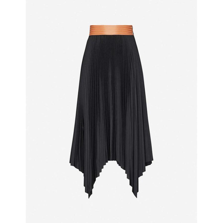 ロエベ Loewe レディース ひざ丈スカート スカート Pleated Asymmetric High Waist Crepe Skirt Black Tan Purrworld Com