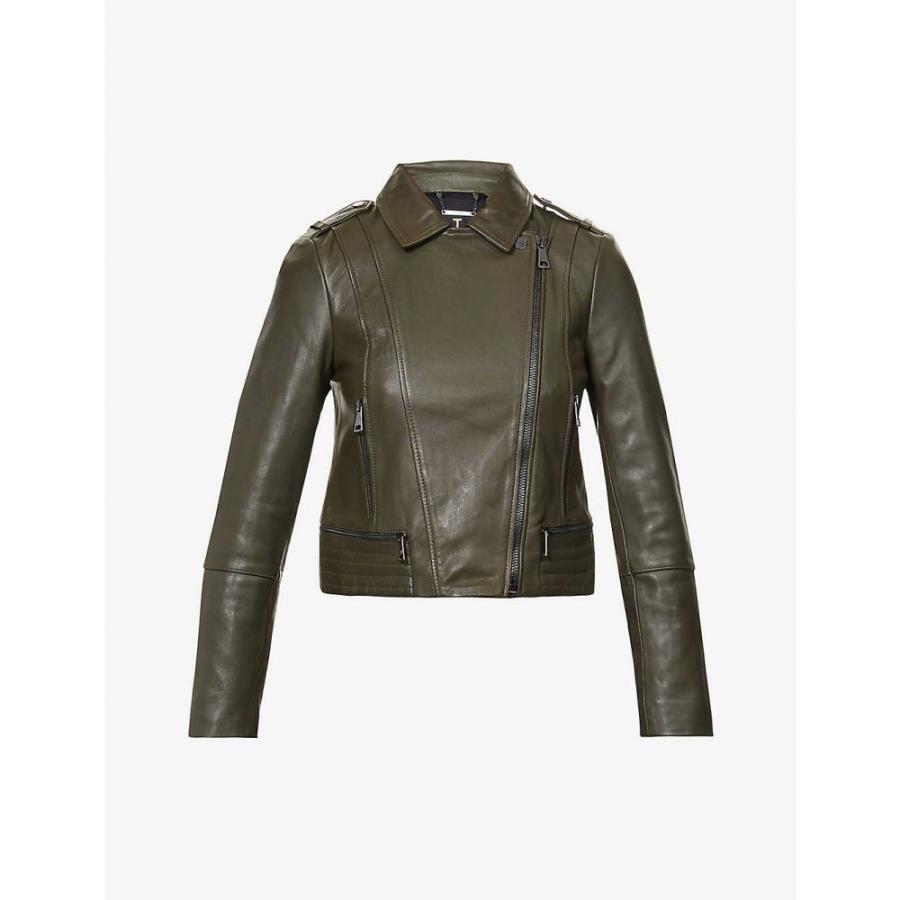 大注目人気殺到 Biker Ap5 040 フェルマート Leather アウター Ted 3号店 ファッション テッドベーカー Fermart ライダース Olive レディース Jacket ライダース Leather Baker レザージャケット 革ジャン レザージャケット