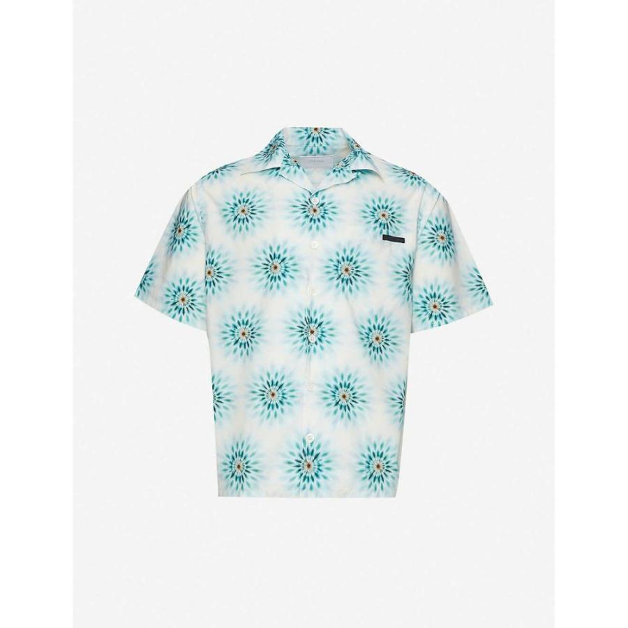 プラダ Prada メンズ シャツ トップス Graphic Print Cotton Poplin Shirt Acqua Www News Gov Mv