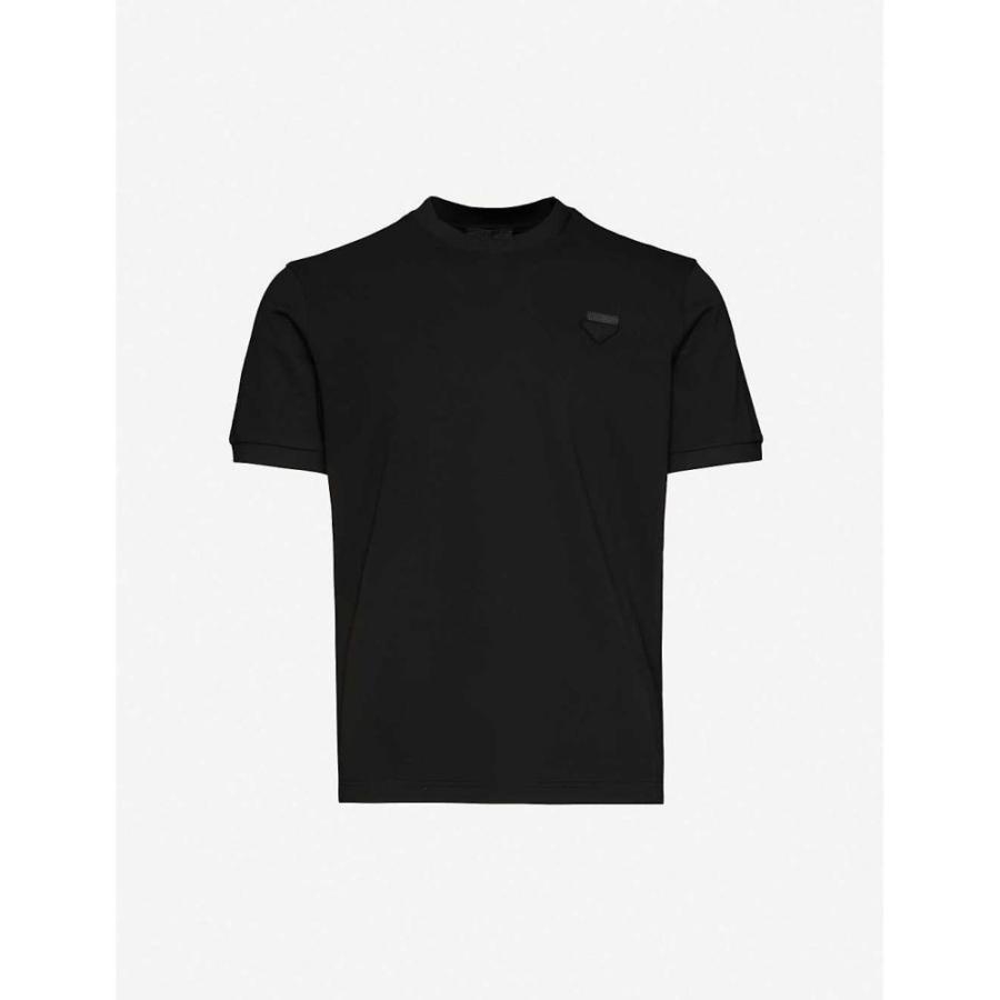 プラダ Prada メンズ Tシャツ トップス Logo Embroidered Cotton Pique T Shirt Nero Pulse Lk
