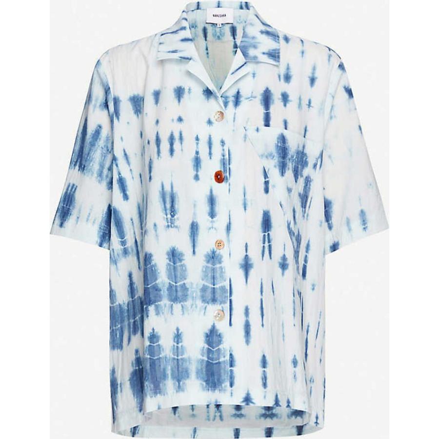 ナヌシュカ Nanushka レディース ブラウス シャツ トップス Taio Tie Dye Cotton Shirt Bio Indigo Www Erhamah Com