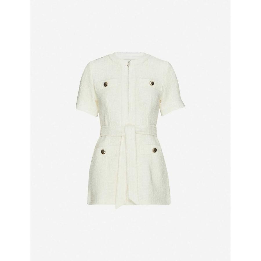 現金特価 サンドロ Sandro レディース ワンピース ワンピース ドレス Joana Pleated Boucl And Crepe Dress Ecru お1人様1点限り Missbargainhuntress Com