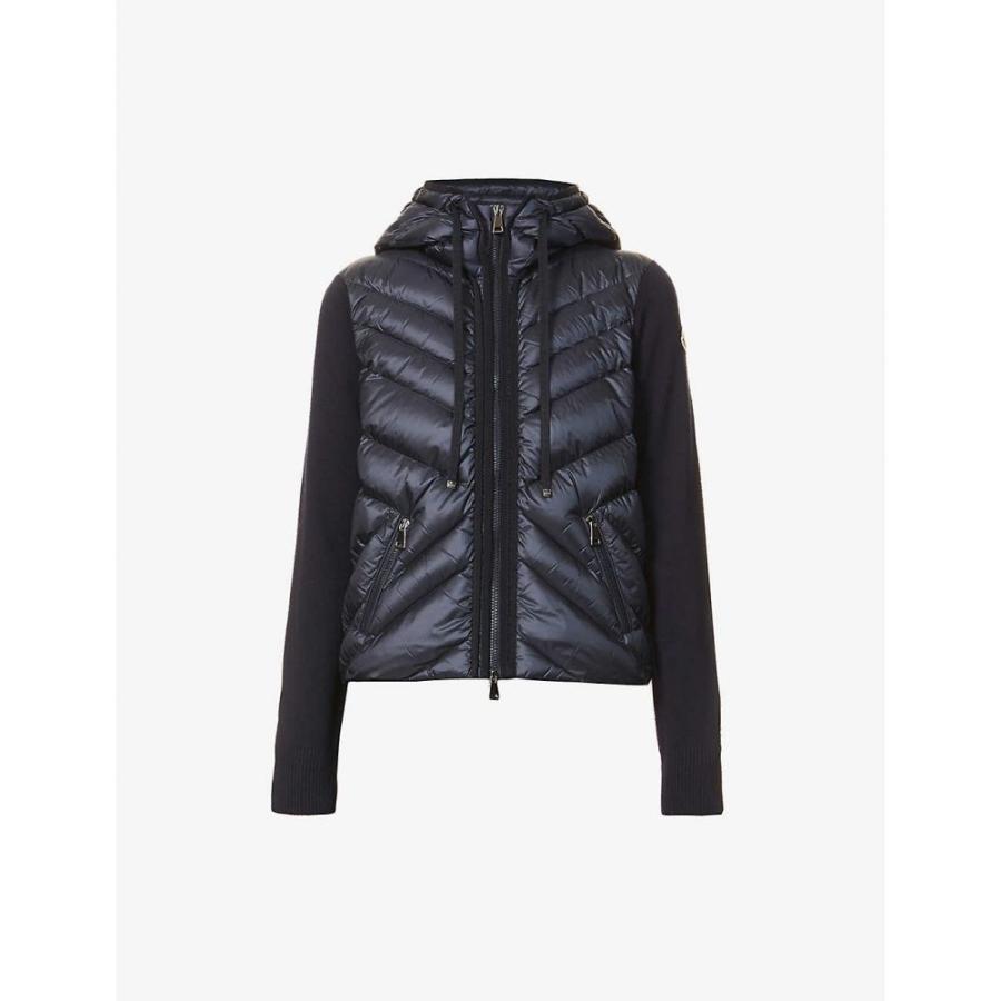 モンクレール カーディガン Moncler フード Navy カーディガン Hooded トップス レディース Ap5 026 フェルマート Wool ファッション Merino Cardigan Navy Fermart 3号店