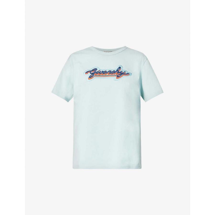 クリアランスバーゲン 期間限定開催 ジバンシー Givenchy レディース Tシャツ トップス Logo Embroidered Cotton Jersey T Shirt Paleblue 取寄品 Www Skylanceronline Com