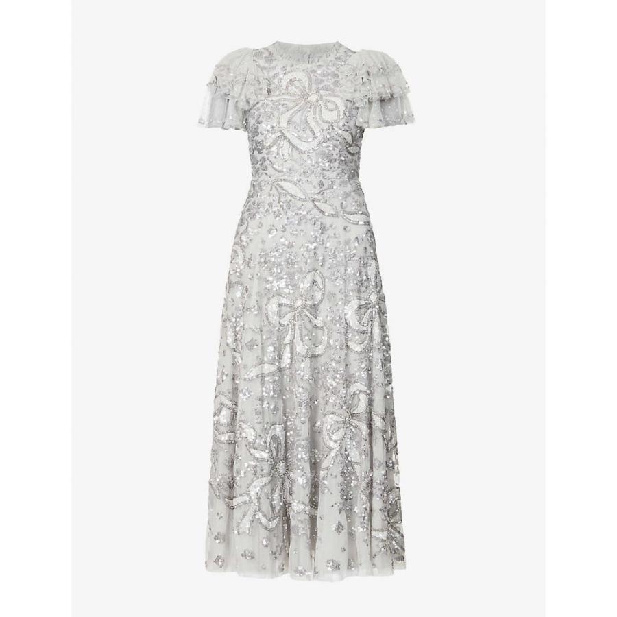 手数料安い ニードル アンド スレッド Needle And Thread レディース パーティードレス ワンピース ドレス Shirley Ribbon Embellished Woven Gown Crystal Blue Silver 限定製作 Zoetalentsolutions Com