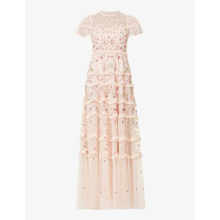 人気絶頂 ニードル アンド スレッド Needle And Thread レディース パーティードレス ワンピース ドレス Elise Floral Embroidered Mesh Gown Pink Encore 超激安 Zoetalentsolutions Com