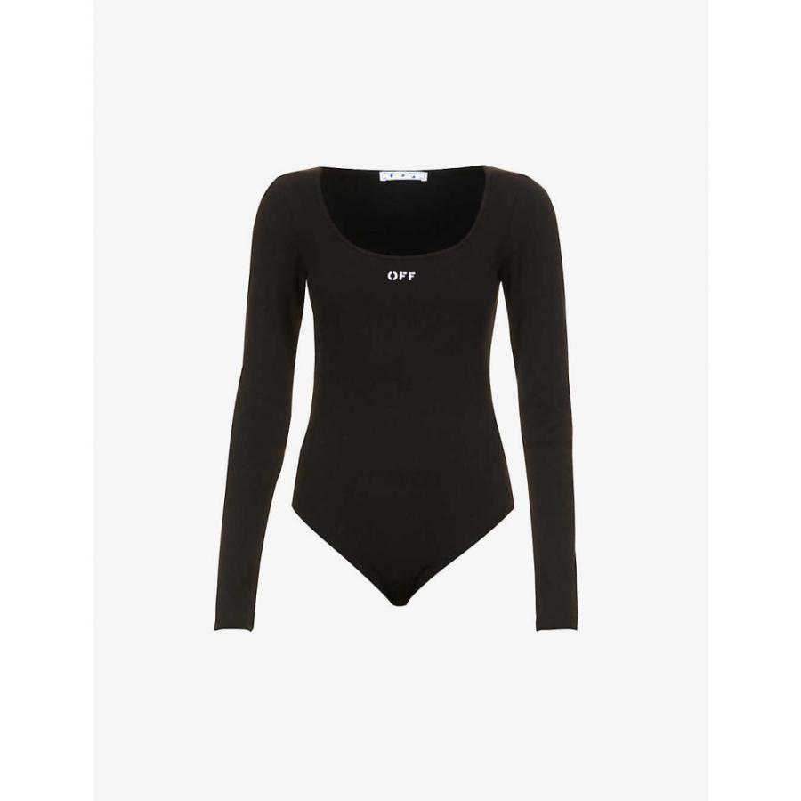 オフホワイト Off White White C Logo Print O Virgil Abloh Black レディース ボディースーツ インナー 下着 Logo Print Stretch Cotton Body Black White Ap5 0 フェルマート Fermart 3号店