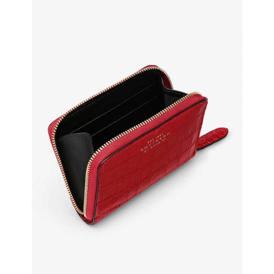 激安単価で Leather Crocodile Embossed Mara 小銭入れ 財布 レディース Smythson スマイソン 財布 時計 雑貨 レディース 財布 スマイソン Smythson Coin Red Purse 財布 Meorboston Org