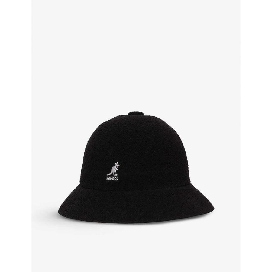 ５５％以上節約 KANGOL カンゴール レディース BLACK hat bucket felt logo-embroidered Casual Bermuda 帽子 バケットハット ハット ハット、つば広帽子