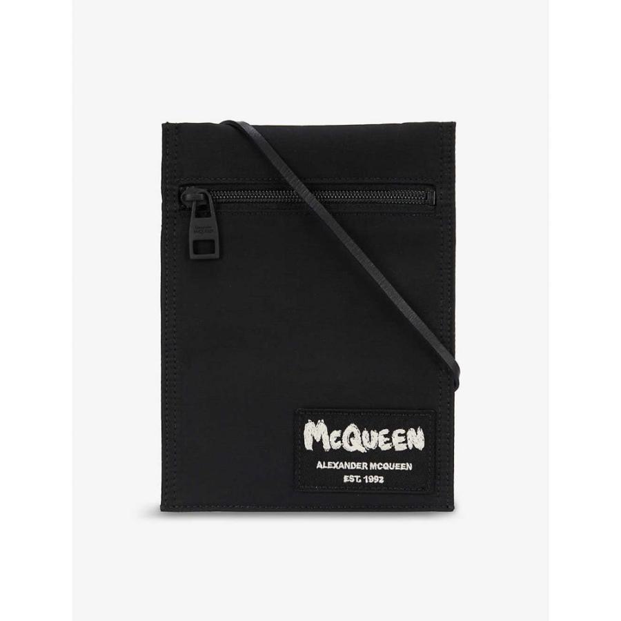 国内外の人気 アレキサンダー マックイーン アレキサンダー Mcqueen Alexander マックイーン Black Black Off Pouch Cross Body Shell Brand Patch バッグ ショルダーバッグ メッセンジャーバッグ メンズ Mcqueen Alexander バッグ Www Mohanvilaas Com