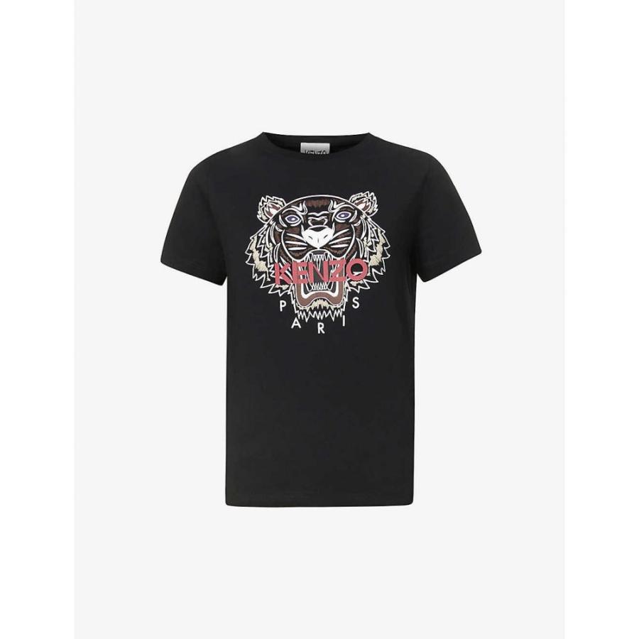 人気新品 ケンゾー KENZO BLACK T-shirt cotton-jersey tiger-motif Classic トップス Tシャツ レディース その他トップス