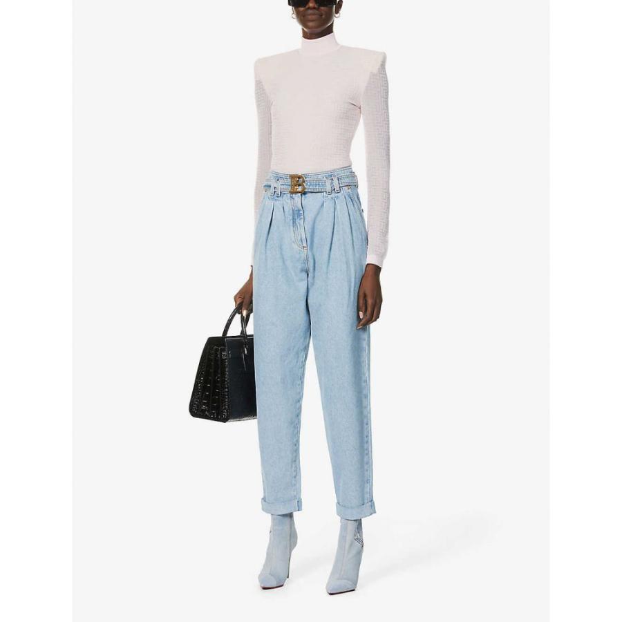 バルマン ファッション Balmain レディース ボディースーツ インナー 下着 Monogram Pattern インナー 下着 Stretch Woven ボディースーツ Body Rose Pale Ap5 533 フェルマート Fermart 3号店