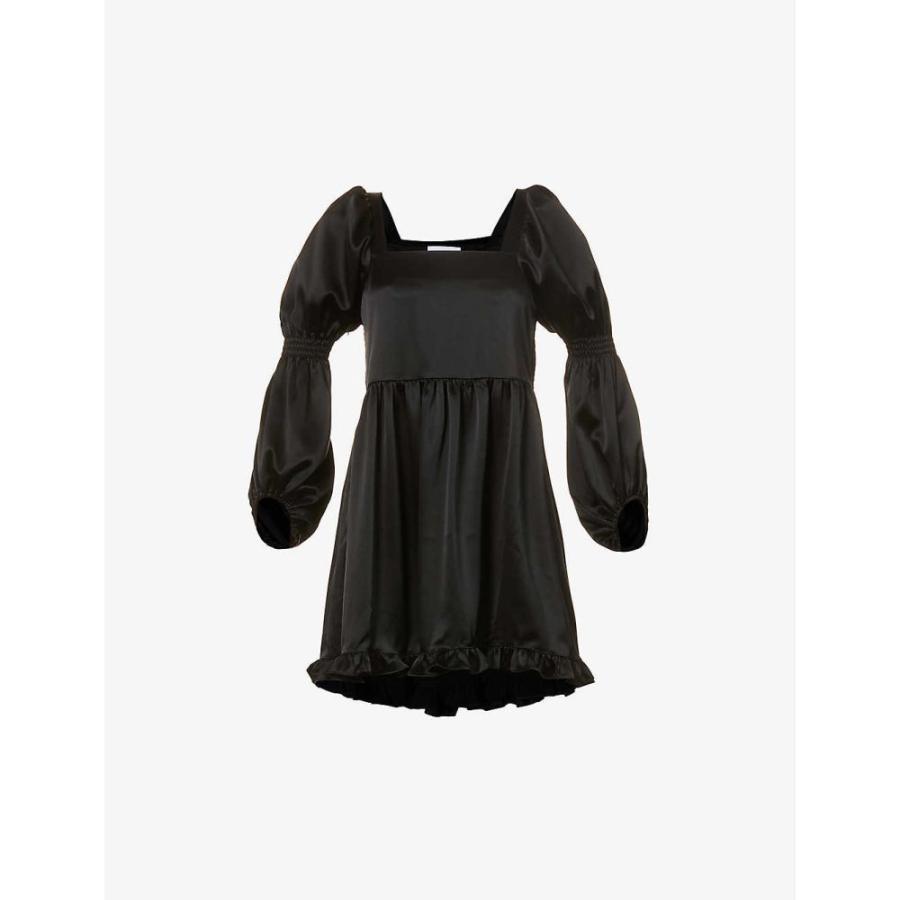楽天ランキング1位 レディース ワンピース アートディーラー Dealer Art アートディーラー Black Dress Mini Satin Square Neck Puff Sleeved ワンピース ドレス ミニ丈 ワンピース レディース Dealer Art ワンピース チュニック Www Mohanvilaas Com