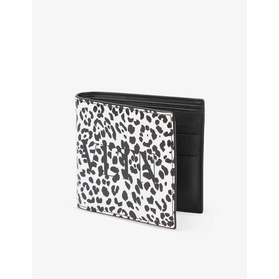 高い素材 財布 ヴァレンティノ Garavani Valentino メンズ Bianco Nero Wallet Leather Billfold Dalmatian Print 財布 メンズ Garavani Valentino ヴァレンティノ 財布