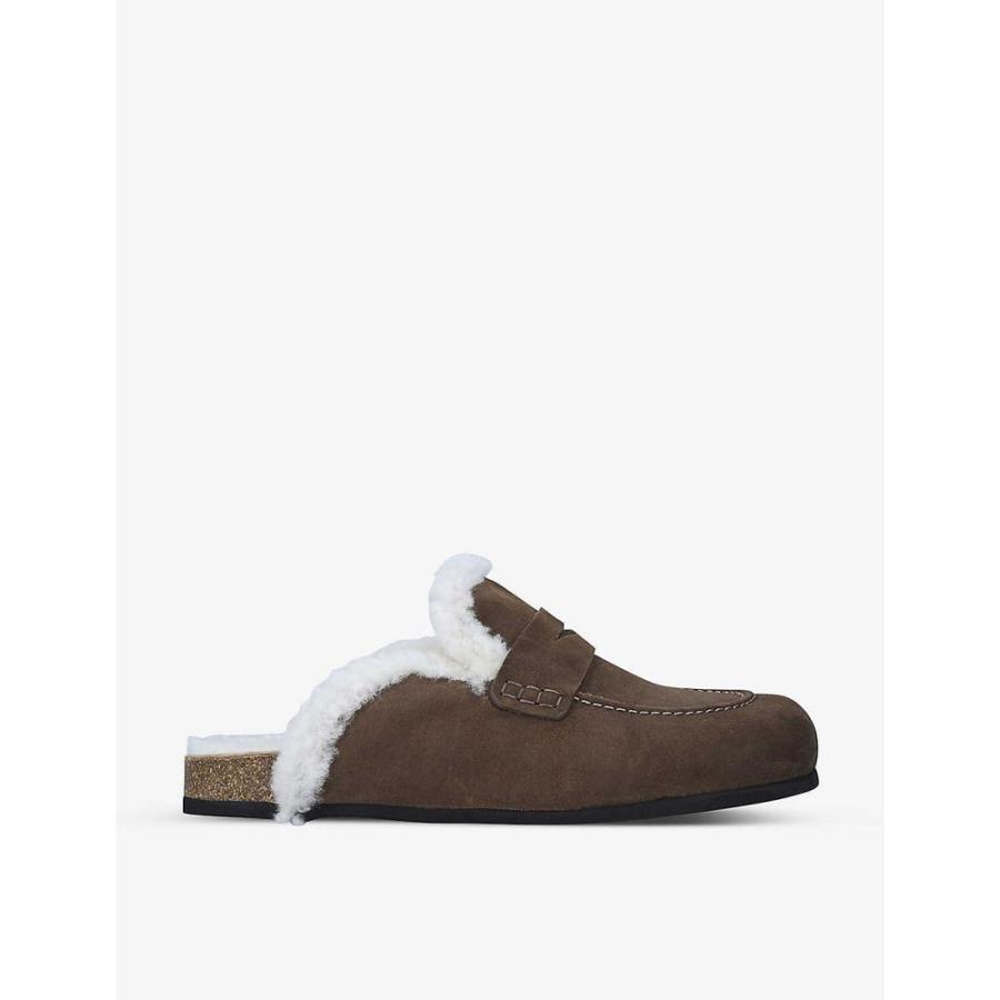 素敵な J W アンダーソン シューズ 靴 メンズ スリッパ J W アンダーソン Anderson Jw Jw Brown Slippers Suede Shearling Lined シューズ 靴 スリッパ メンズ Anderson 下着 靴下 部屋着