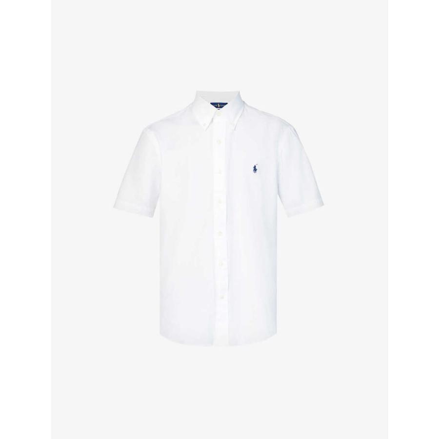 激安直営店 Custom Fit Logo Embroidered トップス 半袖シャツ メンズ Lauren Ralph Polo ローレン ラルフ Stretch Cotton White Shirt 半袖 サイズ M Testingwebsitedesign Com