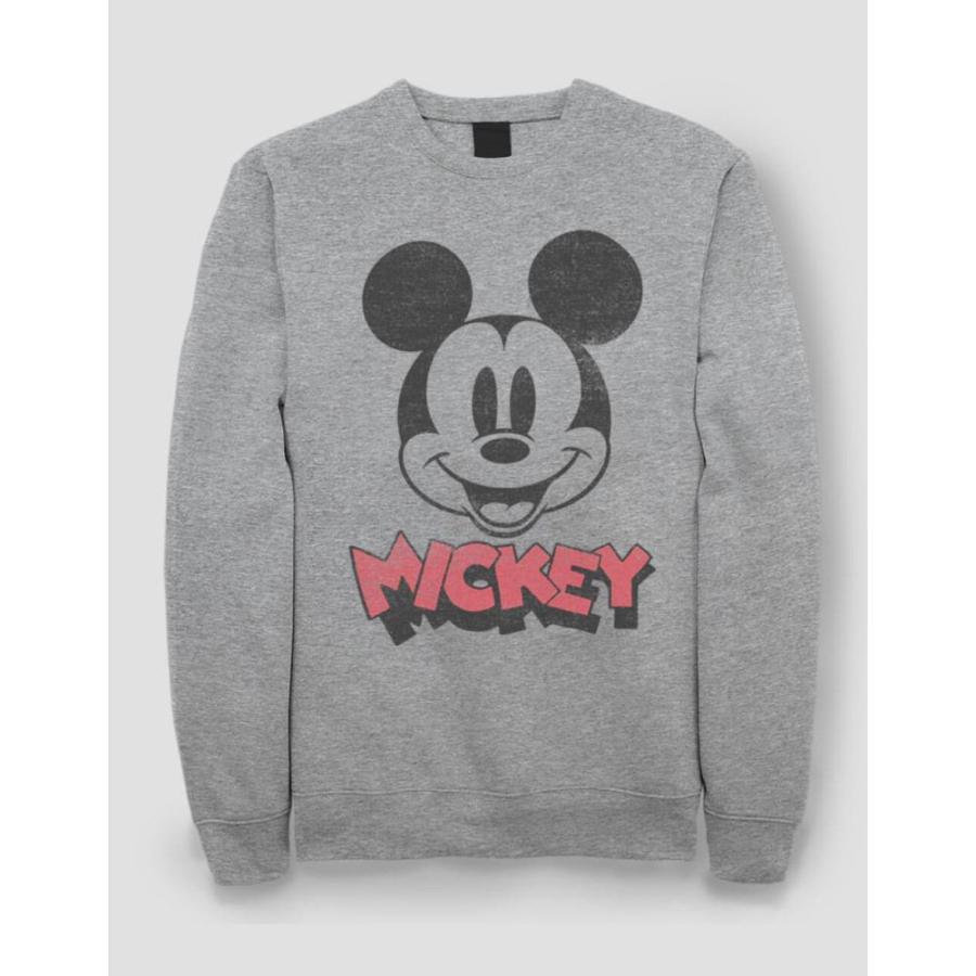 スウェット トレーナー レディース Classic Disney ディズニー トップス Gray Heather Sweatshirt Neck Crew Up Heads Mickey Disney トレーナー 正規逆輸入品 Ahmedmostafa Us