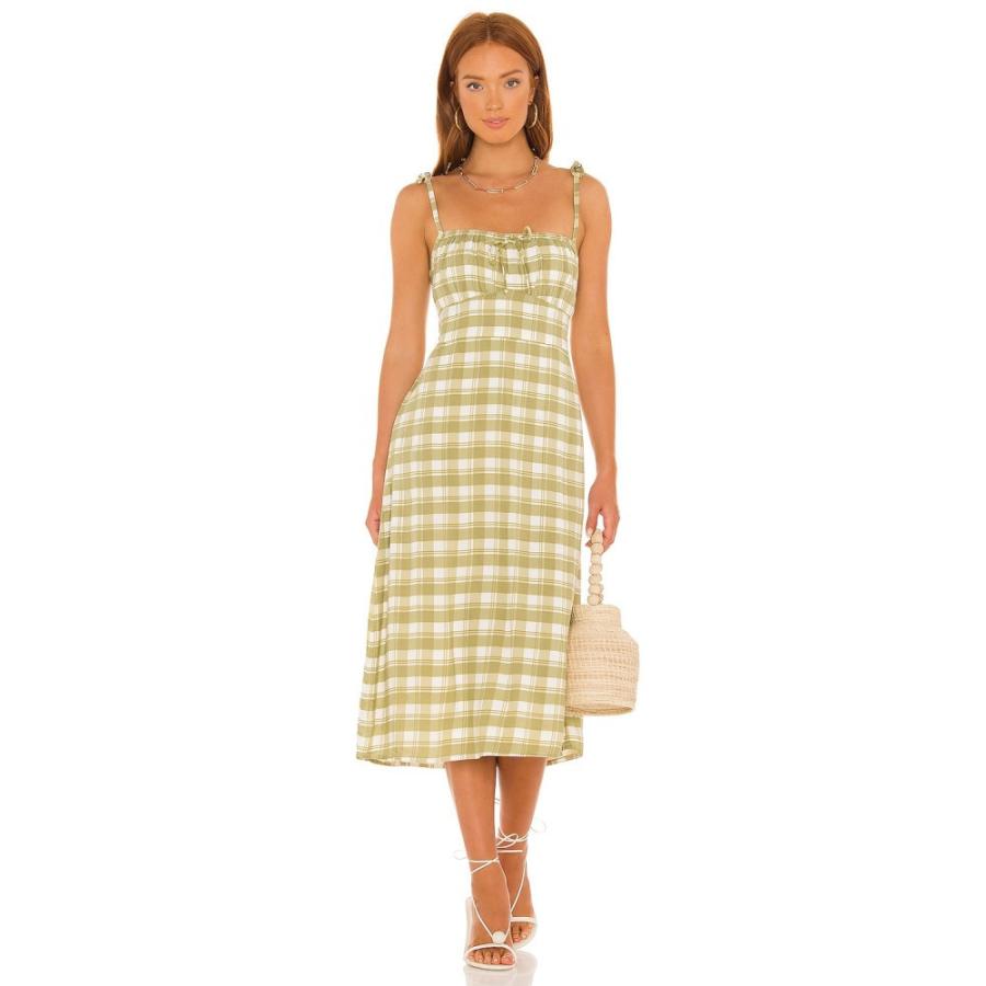 激安 商店街 フェイスフルザブランド Faithfull The Brand レディース ワンピース ミドル丈 ワンピース ドレス Raven Midi Dress Ligne Check Print Olive 売上安い Superavila Com