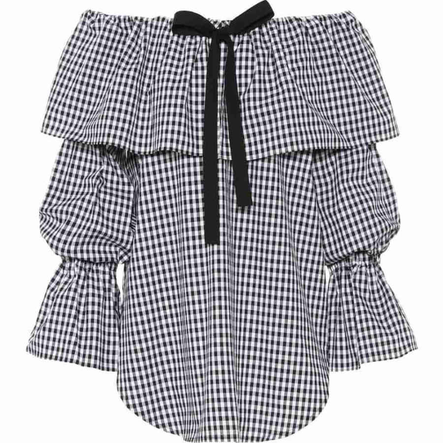 black and white checkered off the shoulder top