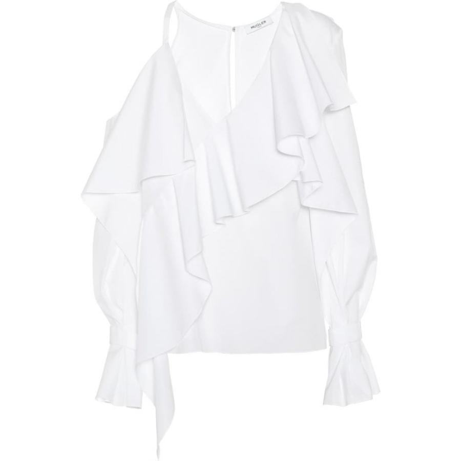 国内正規品 ミュグレー Mugler レディース ブラウス シャツ トップス Asymmetric Cotton Blouse Blanc Optique 他店圧倒価格 最安値に挑戦