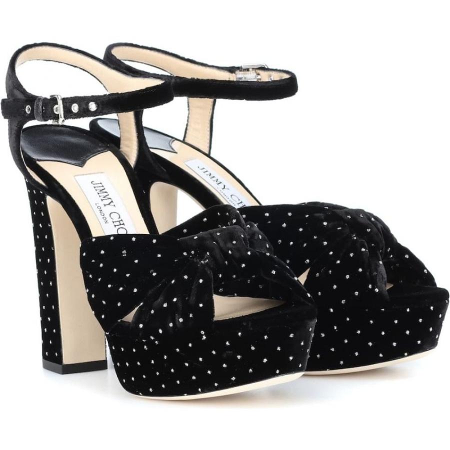 ジミー チュウ Jimmy Choo レディース サンダル ミュール シューズ 靴 Heloise 1 Velvet Plateau Sandals Black Silver Olhodaguadocasado Al Gov Br