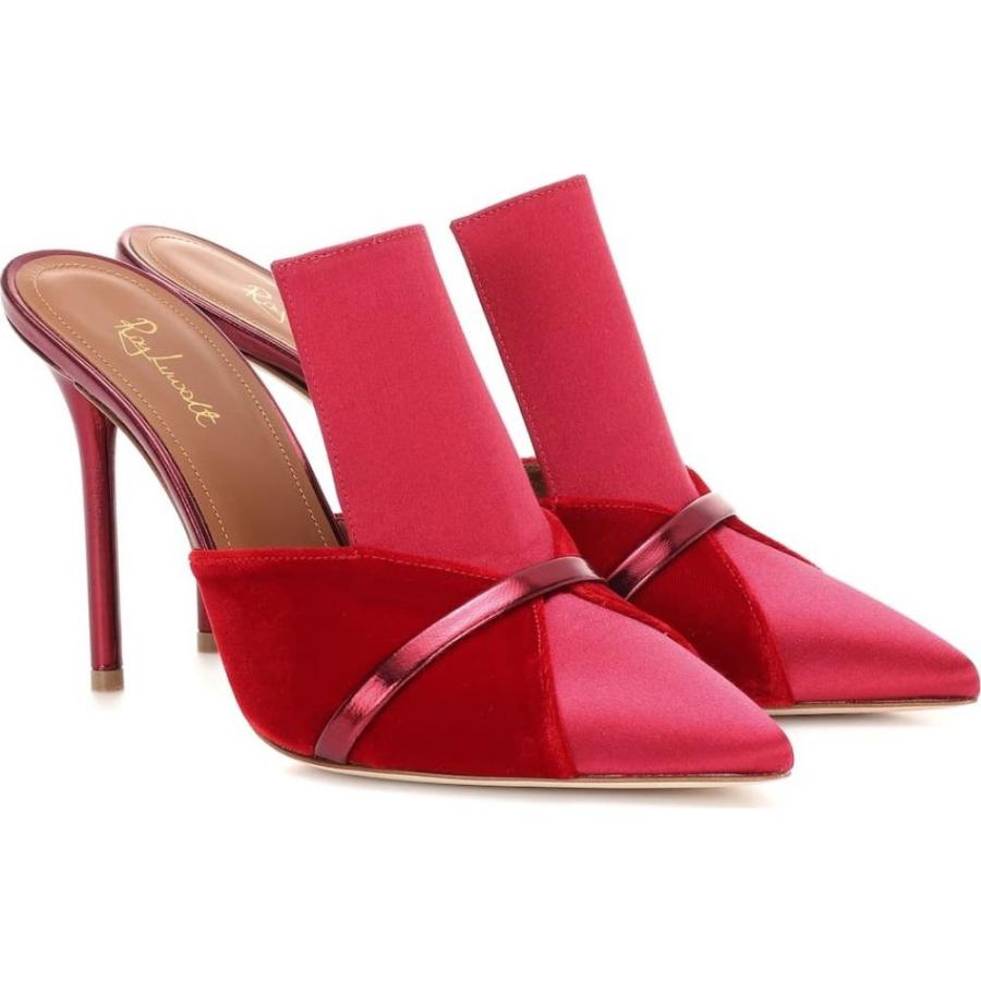 即納 最大半額 マローンスリアーズ Malone Souliers レディース サンダル ミュール シューズ 靴 Danielle Satin And Velvet Mules Red 新版