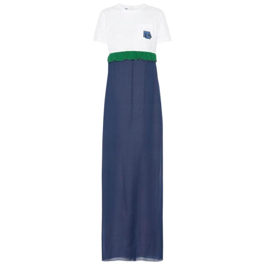 プラダ Prada レディース ワンピース ワンピース ドレス Cotton And Silk Maxi Dress White Ink Morenotafurt Com