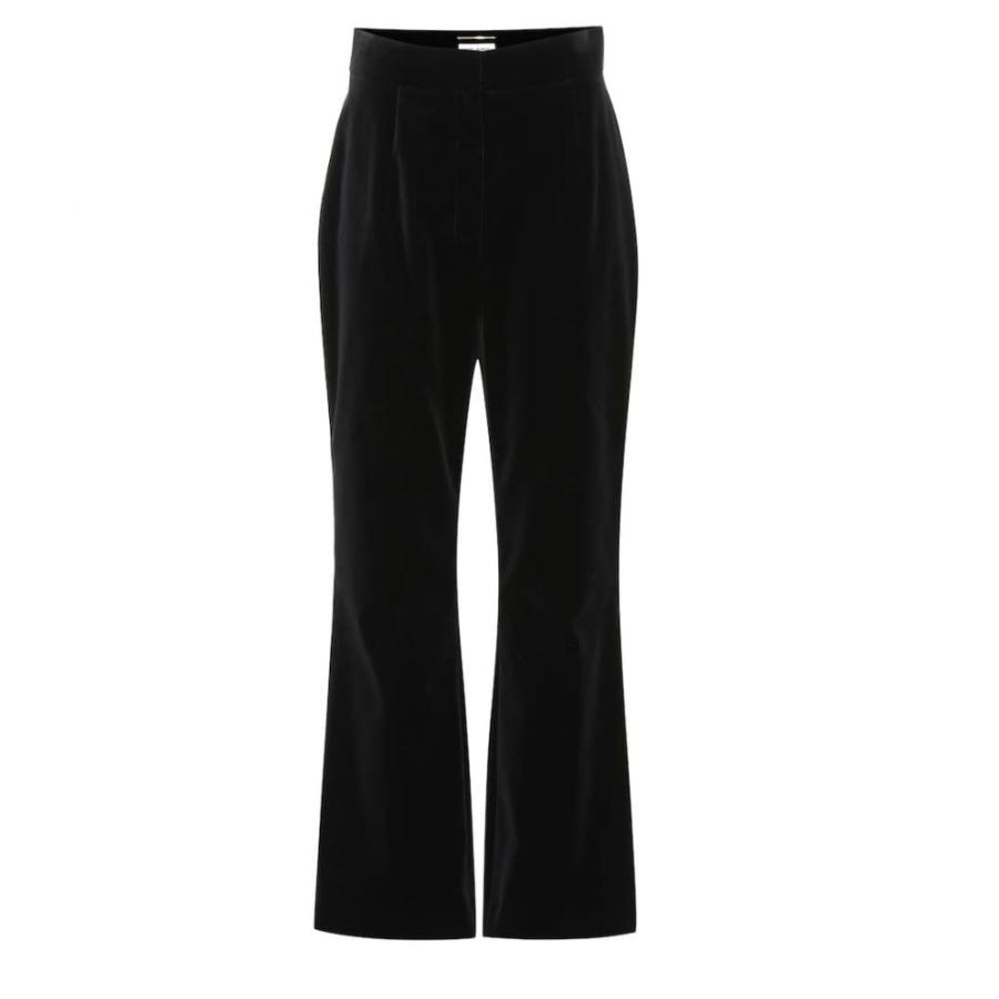 イヴ サンローラン Saint Laurent レディース クロップド ボトムス パンツ Cropped High Rise Velvet Pants Noir Blueproperty Es