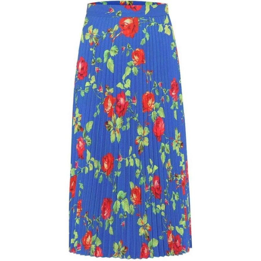 ヴェトモン Vetements レディース Blue ひざ丈スカート スカート Floral レディース Pleated Skirt Crepe Skirt Blue Flowers