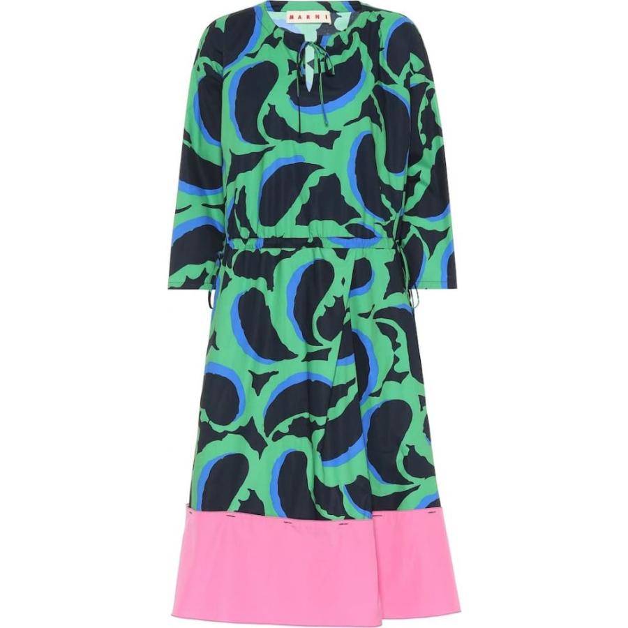マルニ Marni レディース ワンピース ワンピース ドレス Printed Cotton Midi Dress Primary Green Pink Supersport Tn