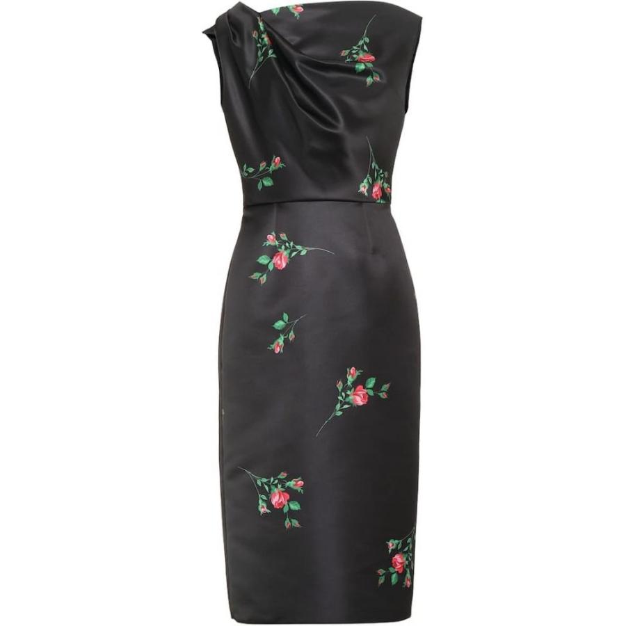 ロシャス Rochas レディース ワンピース ミドル丈 ワンピース ドレス Floral Satin Midi Dress Black Apaproduction Fr