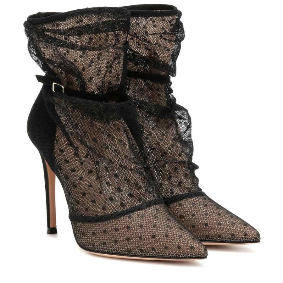 Seal限定商品 ジャンヴィト ロッシ Gianvito Rossi レディース ブーツ ショートブーツ シューズ 靴 Polka Dot Lace Ankle Boots Black Nude