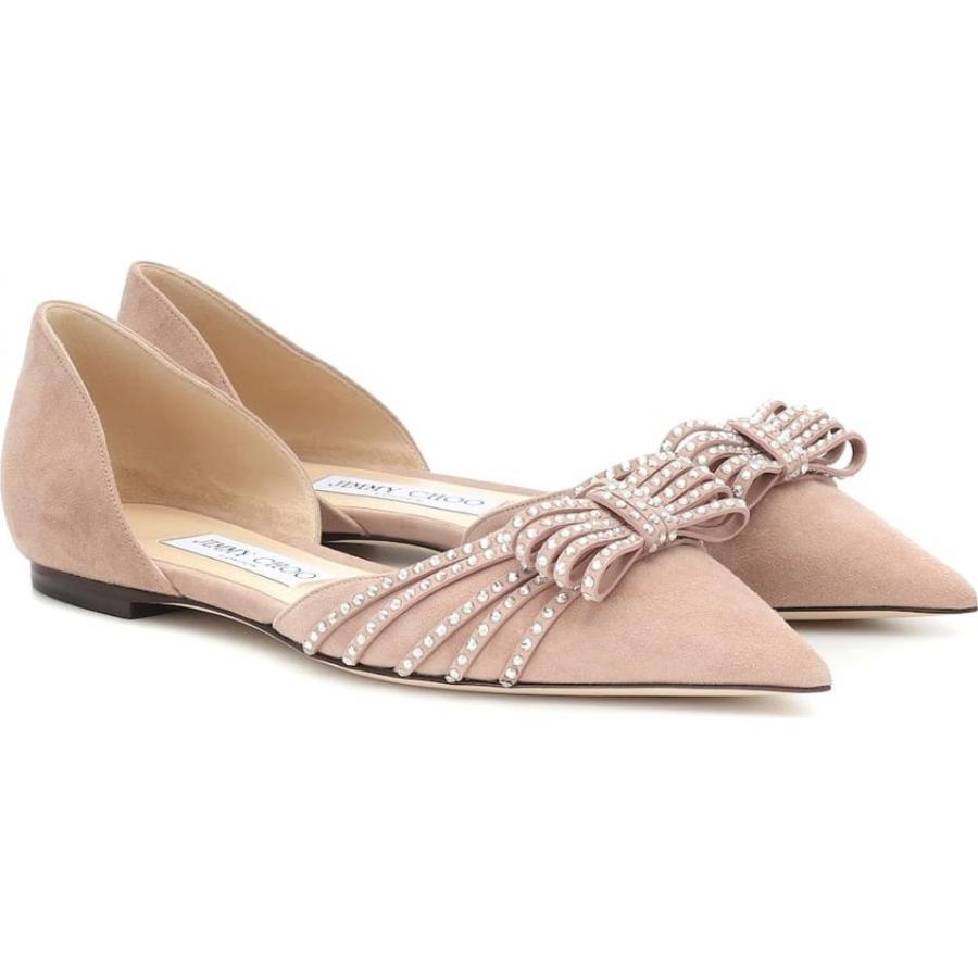 ジミー チュウ Jimmy Choo レディース スリッポン フラット シューズ 靴 Kaitence Embellished Suede Flats Ballet Pink Silver Shade Autoliftpartsplus Com