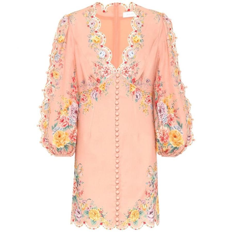 ジマーマン Zimmermann レディース ワンピース ワンピース ドレス Zinnia Linen And Cotton Minidress Coral Floral Epsi Rating Com