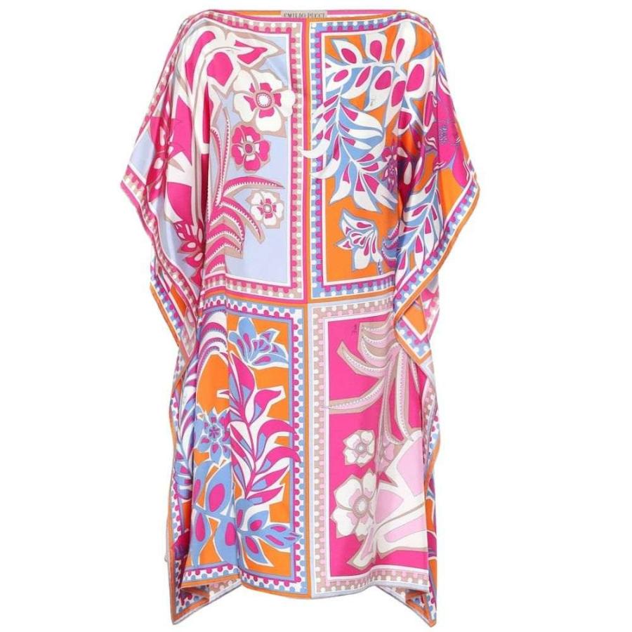 エミリオ プッチ Emilio Pucci Beach レディース ビーチウェア カフタン 水着 ビーチウェア Printed Silk Kaftan Fuxia Azzurro Ndosupply Dk