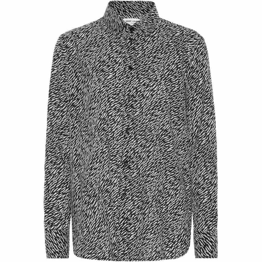 イヴ サンローラン Saint Laurent レディース ブラウス シャツ トップス Printed Cotton Shirt Noir Craie Www Nlqp Com