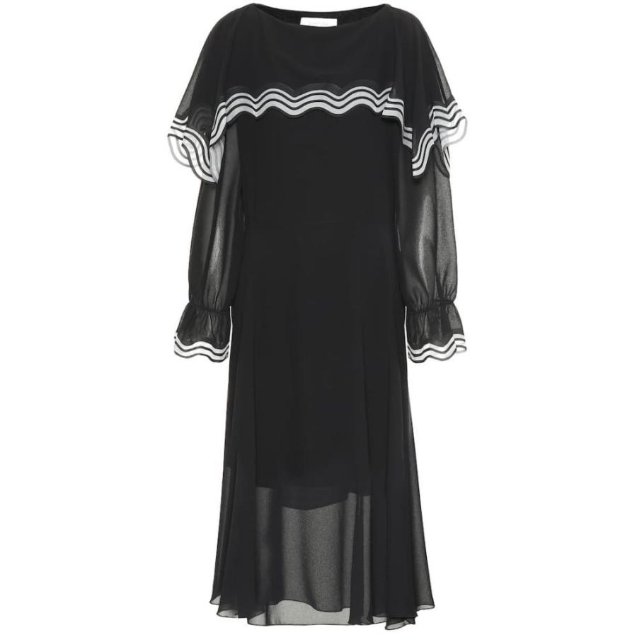 正規品 クロエ See By Chloe レディース ワンピース ミドル丈 ワンピース ドレス Georgette Midi Dress Black 日本全国送料無料