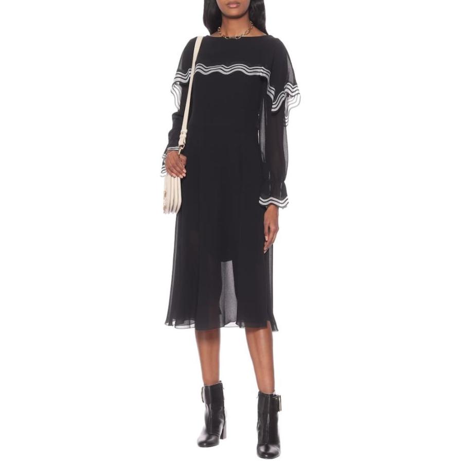 正規品 クロエ See By Chloe レディース ワンピース ミドル丈 ワンピース ドレス Georgette Midi Dress Black 日本全国送料無料