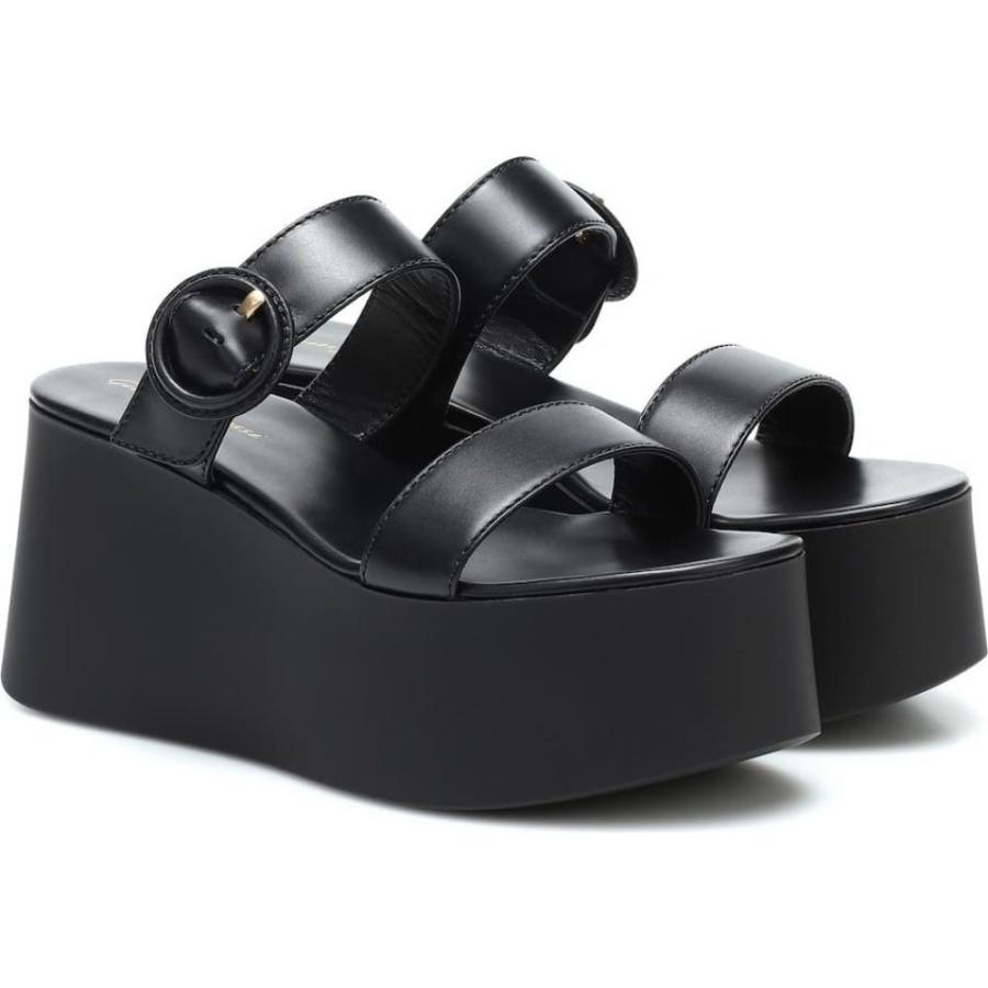 【絶品】 ジャンヴィト ロッシ Black sandals platform Leather シューズ・靴 サンダル・ミュール レディース Rossi Gianvito サンダル