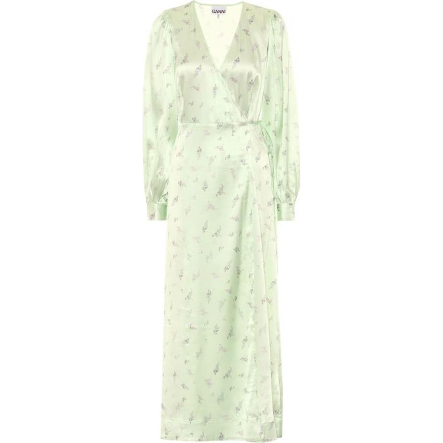 超目玉 ガニー Ganni レディース ワンピース ワンピース ドレス Floral Stretch Satin Dress Patina Green メール便全国送料無料 Www Skylanceronline Com